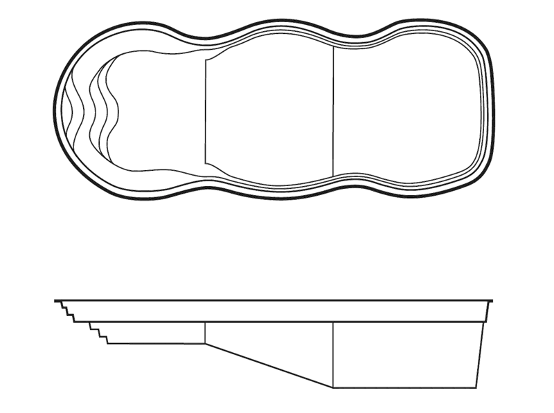 sequoia-line-drawing Sequoia backyard pool by Evo Pools: line drawing